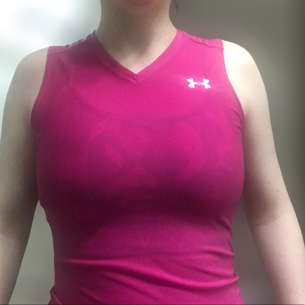 Under Amour Compression Workout Tank Top Magenta/Deep Pink Size Medium —#029 - Picture 8 of 13